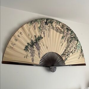Elegant Cream and Brown Wall Fan Decor